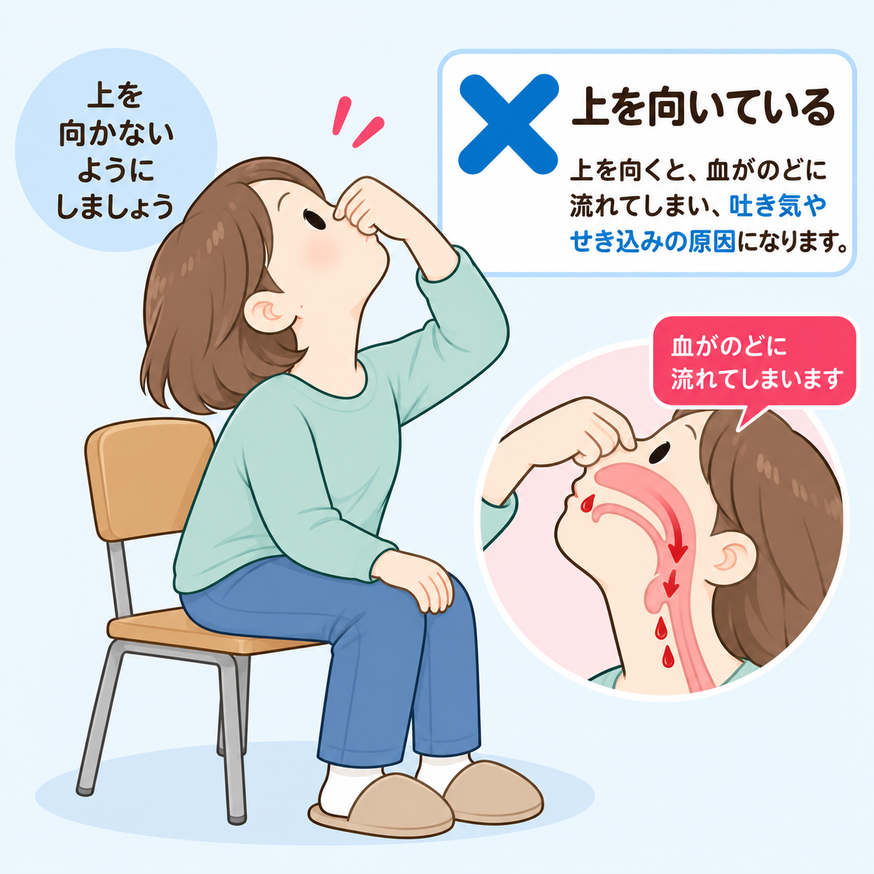 上を向いている間違った姿勢